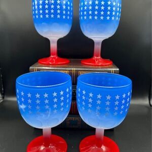 Patriotic Glasses, Stars Stripes American Flag Goblets 4th Of July